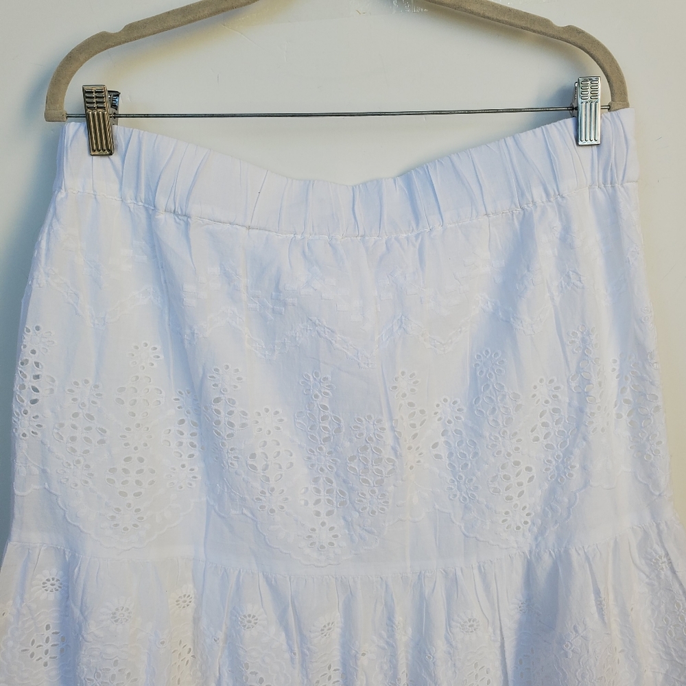 Sundance Boho Eyelet Skirt Embroidered Tiered Size L - Like NEW 'Bastilla' - Picture 11 of 16